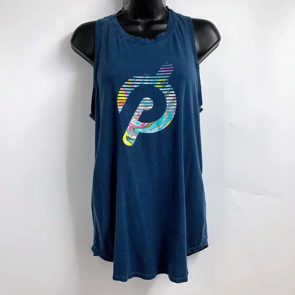 Peloton Women's Tie Dye Swirl Logo Workout‎ Graphic Racer Back Tank Top Size S